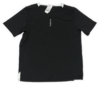 Černé sportovní funkční tričko s logem Kipsta 