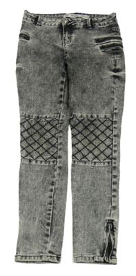Černo-šedé melírované skinny rifle se zipy Denim Co.