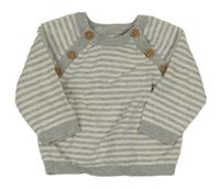 Šedo-bílý pruhovaný lehký svetr Tu