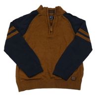 Hnědo-tmavomodrý svetr Next