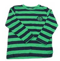 Zeleno-tmavomodré pruhované triko Topolino