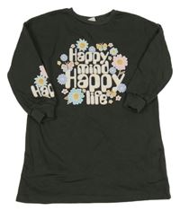 Tmavošedé teplákové šaty s potiskem 