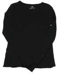 Černé žebrované triko H&M
