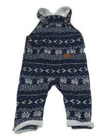 Tmavomodré vzorované pletené laclové tepláky F&F