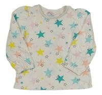 Bílé pyžamové triko s hvězdami 