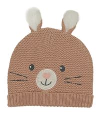 Starorůžová pletená čepice s ušima - králík C&A