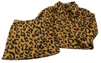 2 set - hnědo-černý leopardí vlněný crop kabátek + sukně Tu