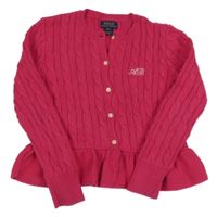 Růžový vzorovaný propínací svetr Ralph Lauren