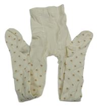 Smetanové punčoháče se zlatými puntíky H&M