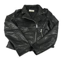 Černý koženkový crop křivák H&M