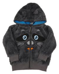 Tmavošedá chlupatá propínací mikina s čumákem a kapucí Kiki&Koko