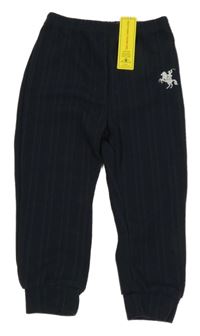 Nové - tmavomodré lehké vzorované tepláky s výšivkou Shein