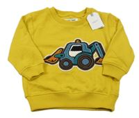 Nové - okrová mikina s bagrem Next