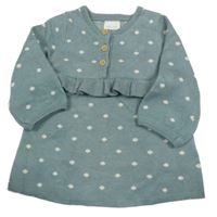 Zelenomodré puntíkaté pletené šaty Next