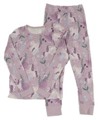 Fialové žebrované pyžamo s jednorožci dunnes