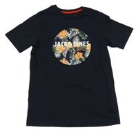 Tmavomodré tričko s logem Jack & Jones