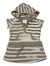Khaki-růžové pruhované šaty s kapucí H&M