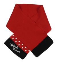 Červeno-černá pletená šála s nápisem - Minnie 