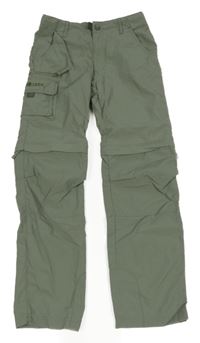 Khaki šusťákové outdoorové kalhoty s odepínacími nohavicemi Trollkids