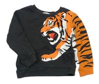 Antracitovo-oranžová mikina s tygrem H&M