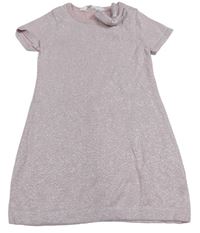 Světlerůžové třpytivé svetrové šaty s mašlí H&M