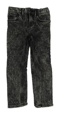 Tmavošedo-černé plísňové skinny rifle H&M