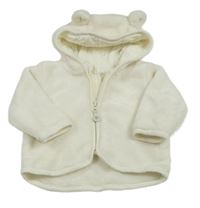 Bílá plyšová propínací mikina s kapucí H&M