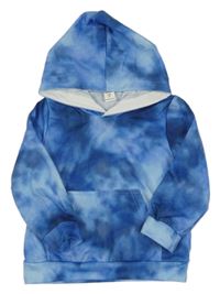 Modrá batikovaná mikina s kapucí Shein