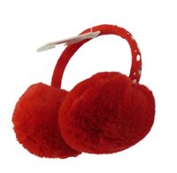 Nové - Červené kožešinové klapky na uši s kamínky zn. Dunnes stores