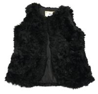 Černá kožešinová podšitá vesta 