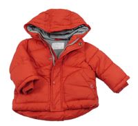 Červená šusťáková zimní bunda s kapucí Zara