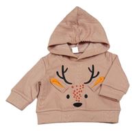 Růžová vzorovaná mikina s čumákem a kapucí Shein