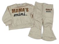 2set - Béžová mikina s nápisem + flare tepláky s nápisem Shein