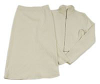 2set - Smetanová vzorovaná úpletová sukně + smetanová vzorovaná propínací crop mikina Primark