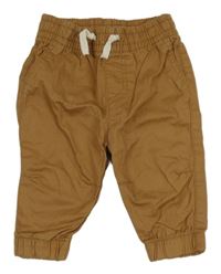 Hnědé plátěné cuff kalhoty H&M