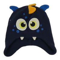 Tmavomodrá fleecová čepice - příšerka