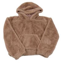 Starorůžová kožešinová podšitá crop mikina s kapucí Nutmeg