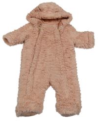 Růžová kožešinová zateplená kombinéza s kapucí George