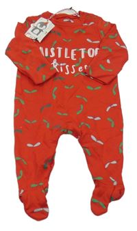 Nové - Červený overal s nápisem a listy Mothercare