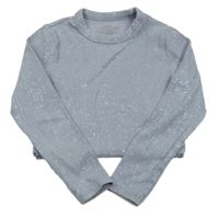 Světlemodré žebrované třpytivé crop triko M&S