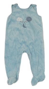 Světlemodré sametové dupačky s potiskem 