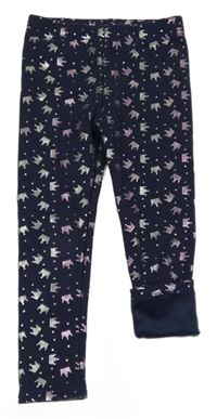 Tmavomodré zateplené legíny s korunami Pocopiano