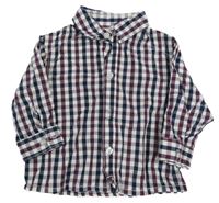 Bílo-tmavomodro-lilková kostkovaná košile 