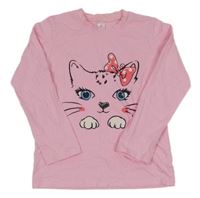 Růžové triko s kočičkou 