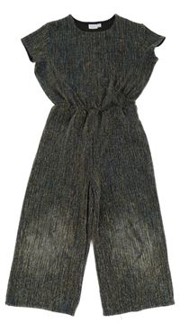 Černo-zlato-modrý třpytivý kalhotový culottes overal Name it