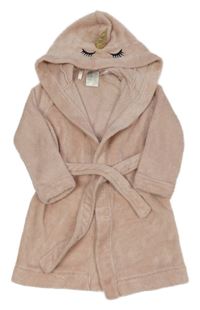 Růžový třpytivý plyšový župan s kapucí - jednorožec H&M