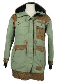 Dámská světlekhaki-hnědá šusťáková zimní lyžařská parka s kapucí C&A