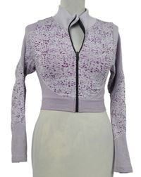 Dámská purpurová vzorovaná sportovní crop propínací mikina 