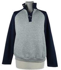 Dámská šedo-tmavomodrá vzorovaná mikina 