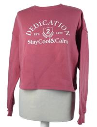 Dámská malinová crop mikina s nápisy H&M